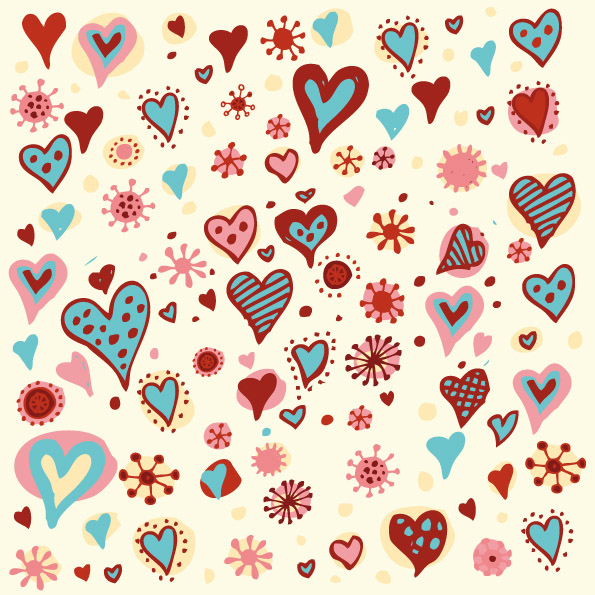 free vector Heart background vector cute pursuit